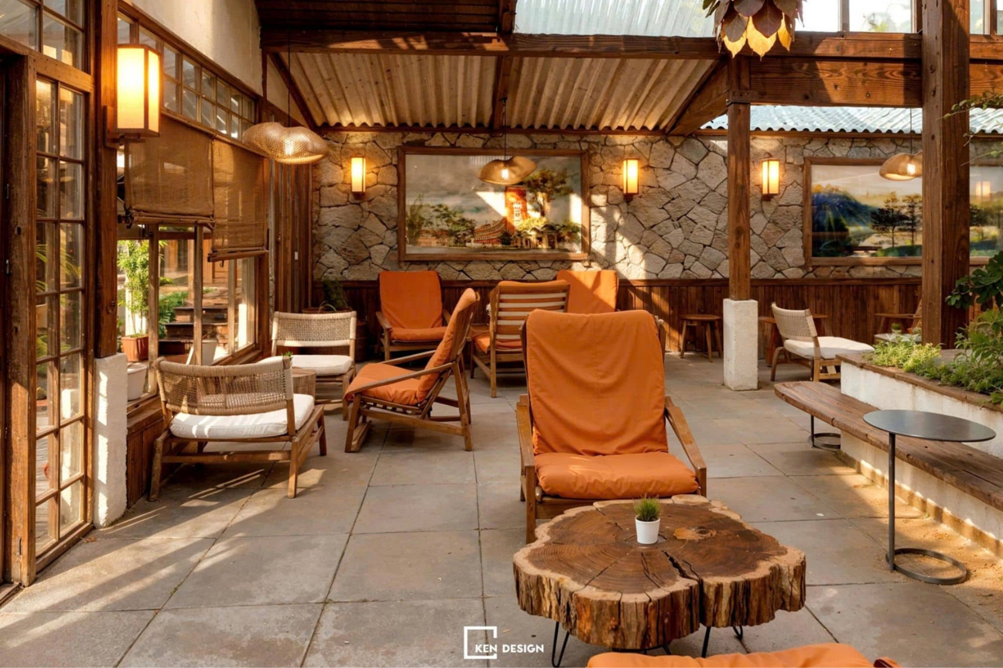 Trang trí quán cafe phong cách rustic